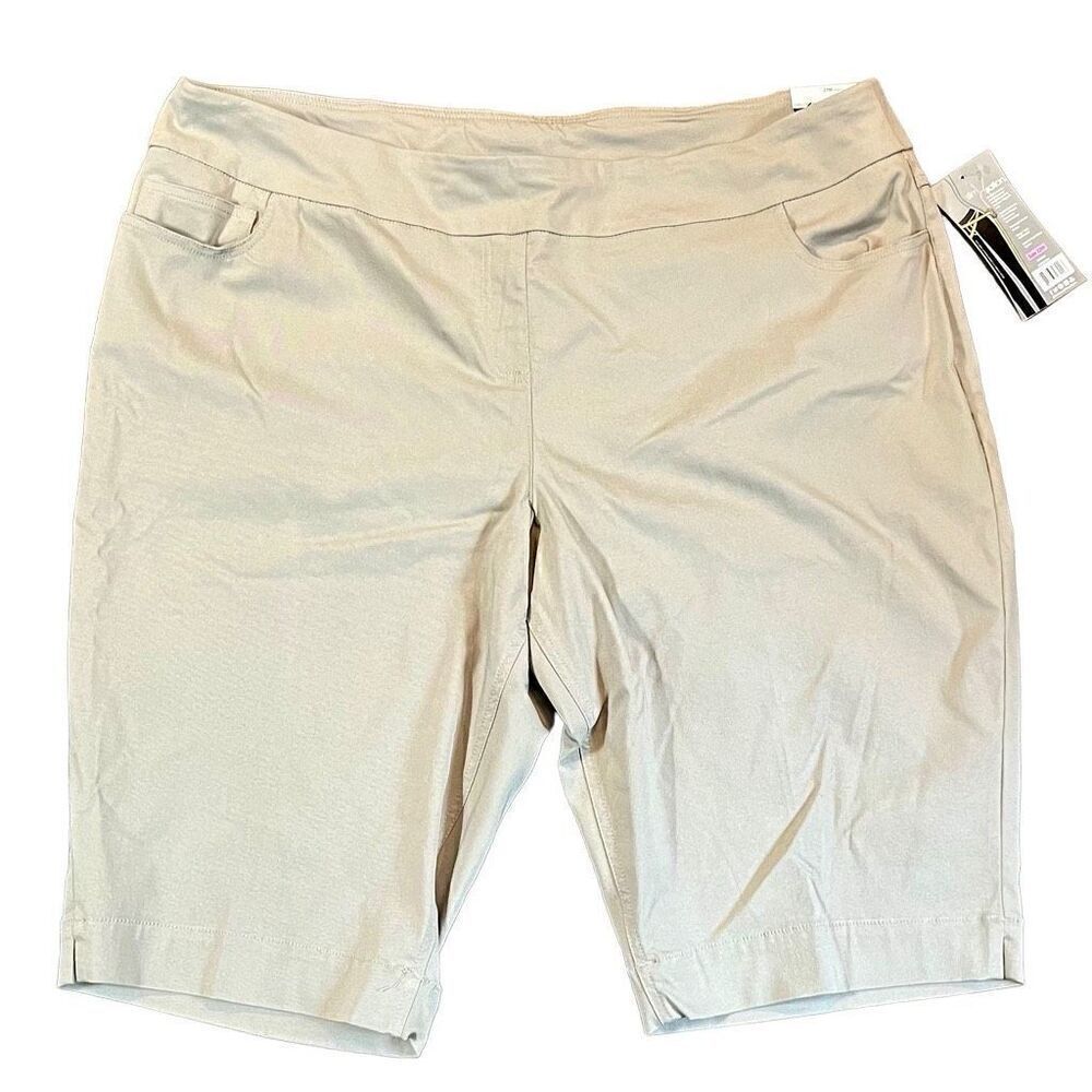 NWT Slim-Sation By Multiple Khaki Pull-on Walking Shorts 22W